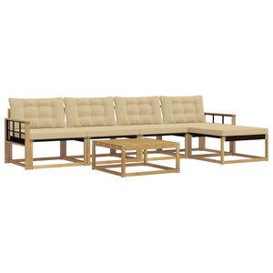 vidaXL Ensemble de canapés d'extérieur 6 pc Blanc et Beige