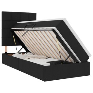 vidaXL Lit avec rangement et matelas Noir 90 x 190 cm Polyester