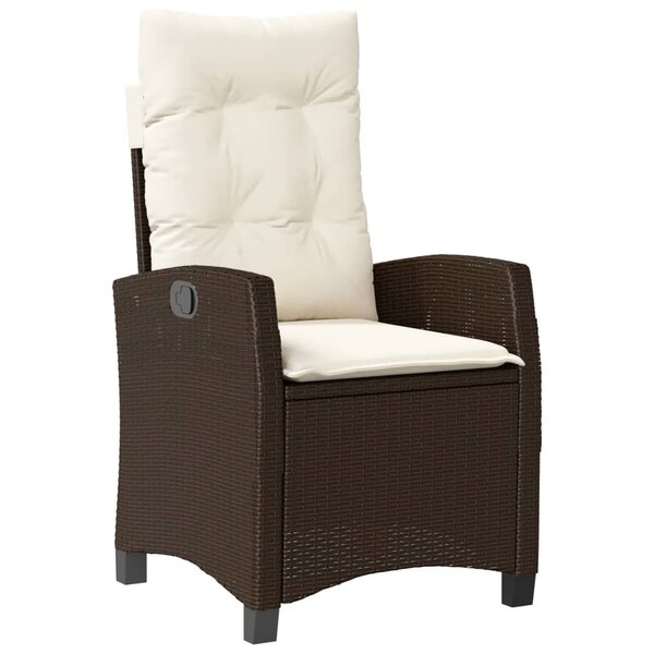 vidaXL Chaise inclinable de jardin avec coussins marron résine tressée