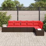 vidaXL Ensemble de canapé de jardin 6 Pièces Marron polyrotin