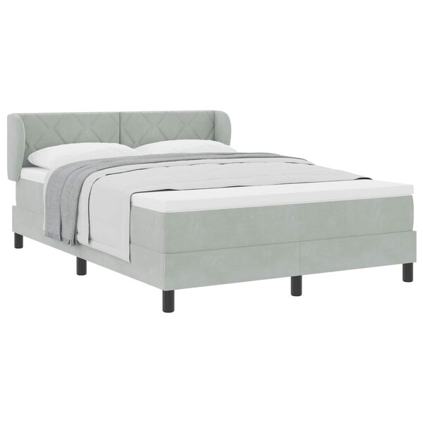 vidaXL Lit à ressorts avec tête de lit Gris clair 140 x 190 cm Velours