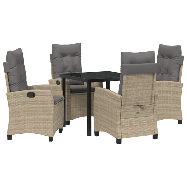 vidaXL Ensemble de salle à manger de jardin 5 pièces avec coussins en rotin synthétique beige