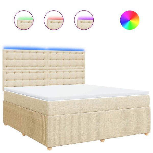 vidaXL Sommier à lattes de lit avec matelas Crème 180x200 cm Tissu