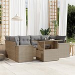 vidaXL Salon de jardin avec coussins 7 Pièces beige résine tressée
