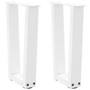 vidaXL Pieds de table basse en forme de V  2 pièces  blanc  38 x (42-43 3) cm  acier