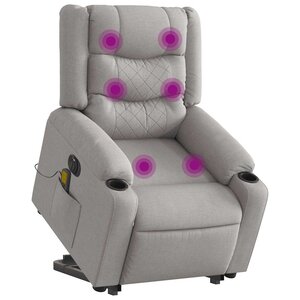 vidaXL Fauteuil inclinable de massage électrique gris nuage tissu