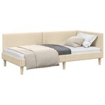 vidaXL Cadre de lit d'angle Crème 100 x 200 cm Tissu