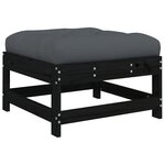 vidaXL Salon de jardin 10 Pièces avec coussins noir bois massif