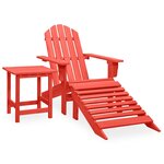 vidaXL Chaise de jardin Adirondack avec pouf et table Sapin Rouge