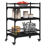 vidaXL Chariot de cuisine noir 65x40x86 5 cm bois d'ingénierie