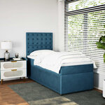 vidaXL Sommier à lattes de lit avec matelas bleu 90x200 cm velours