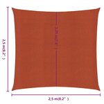 vidaXL Voile d'ombrage 160 g/m² carré terre cuite 2 5x2 5 m PEHD