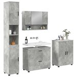 vidaXL Ensemble de mobilier de salle de bain 4 Pièces Gris béton