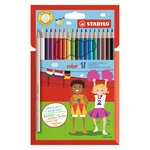 Crayon de couleur stabilo color couleurs assorties dont 3 fluos - pochette de 18