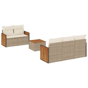 vidaXL Salon de jardin avec coussins 6 Pièces beige résine tressée