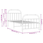 vidaXL Cadre de lit métal sans matelas avec pied de lit noir 90x190 cm