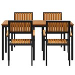 vidaXL Ensemble de salle à manger pour jardin 5 Pièces Noir et marron