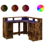 vidaXL Bureau et lumières LED chêne fumé 130x130x91cm bois ingénierie