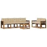 vidaXL Ensemble de canapés d'extérieur 7 pc Naturel et Beige