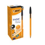 Stylo bille ORANGE Pointe Fine 0 7mm Encre Noire x 20 BIC