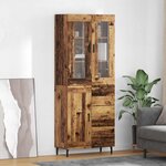 vidaXL Haut Armoire 2 Pièces Bois Ancien Bois Aggloméré et Verre