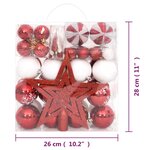 vidaXL Ensemble de boules de Noël 64 Pièces Rouge et blanc