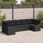 vidaXL Ensemble de salle à manger pour jardin avec coussin 7 Pièces Noir