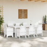 vidaXL Ensemble de salle à manger pour jardin 9 Pièces Blanc Rattan Polt