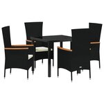 vidaXL Ensemble de salle à manger pour jardin 5 Pièces Noir Poly rotin
