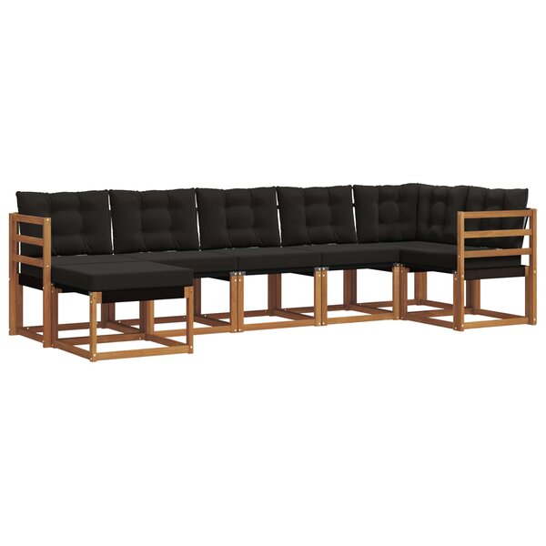 vidaXL Ensemble de canapés d'extérieur 7 Pièces Naturel et Noir