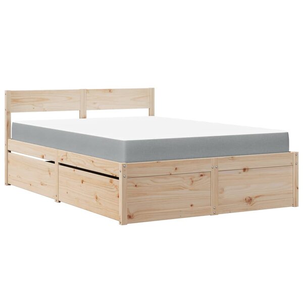 vidaXL Lit avec tiroirs et matelas 120x190 cm bois massif de pin