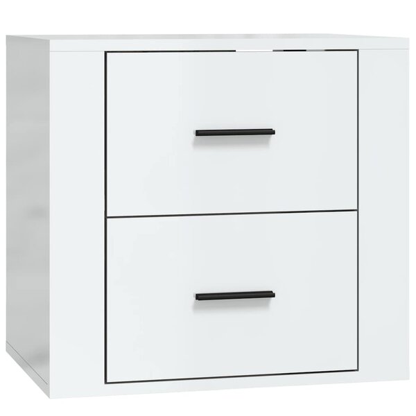 vidaXL Table de chevet murale Blanc brillant 50x36x47 cm