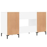 Bureau table poste de travail meuble d'ordinateur informatique étude brillant 140 x 50 x 75 cm bois d'ingénierie blanc 02_0023544