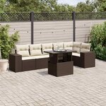 vidaXL Salon de jardin avec coussins 7 Pièces marron résine tressée