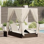 vidaXL Transat double avec toit Marron 205 x 129 x 200 cm Rattan PE