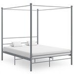 vidaXL Cadre de lit à baldaquin sans matelas gris métal 160x200 cm