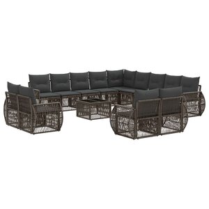 vidaXL Ensemble de canapé de jardin 14 pc Gris et Gris foncé polyrotin