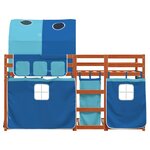 vidaXL Lit superposé avec rideaux bleu 90x190 cm bois pin massif