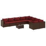 vidaXL Salon de jardin 10 Pièces avec coussins marron résine tressée