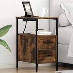 vidaXL Armoires de chevet avec tiroir 2 Pièces Chêne fumé 30 x 48 x 61 cm
