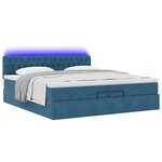 vidaXL Cadre de lit ottoman avec matelas bleu foncé 200x200 cm velours