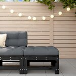 vidaXL Repose-pied de jardin avec coussin noir bois de pin massif