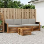 vidaXL Ensemble de canapés d'extérieur 5 Pièces Naturel et gris clair