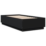 vidaXL Cadre de lit avec lumières LED noir 90x190 cm bois d’ingénierie
