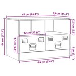 vidaXL Meuble TV rose 67x39x44 cm acier