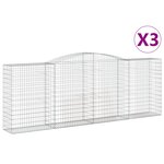 vidaXL Paniers à gabions arqués 3 Pièces 400x50x140/160 cm Fer galvanisé
