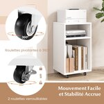Classeur mobile classeur vertical roulant avec 2 etagères ouvertes support d'imprimante moderne sous le bureau avec roulettes verrouillables pour maison bureau blanc 20_0008289