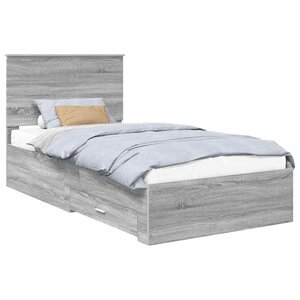 vidaXL Cadre de lit Gris Sonoma 100 x 200 cm Bois d'ingénierie