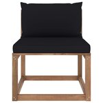 vidaXL Canapé de milieu palette de jardin avec coussins noir