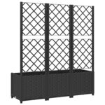 vidaXL Jardinière avec treillis Noir 120x40x136 cm PP